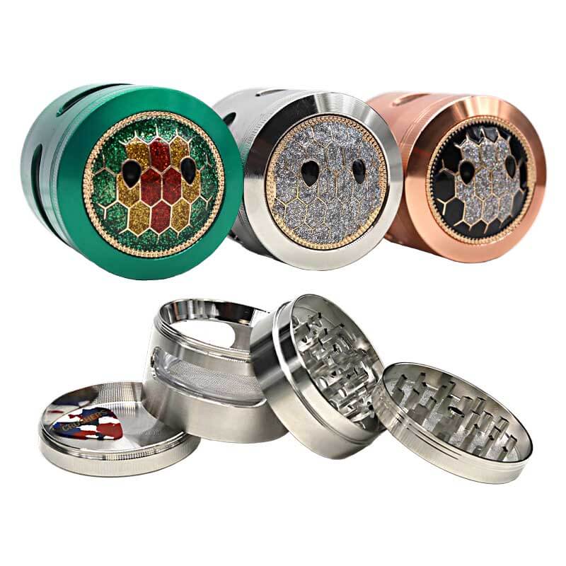 Crushers Rasta Glitz Honeycomb Window 4 Part Grinder (GR237) | 63mm | Assorted Colors product image